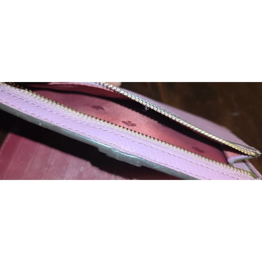 Wallet Kate Spade Pebbled Leather Slim Bifold Womens Orchid Pink